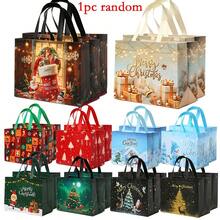 10/20pcs Set Large Christmas Gift Bags With Handles - Extra Large Party Gift Bags (12.8 X 9.84 X 6.99 Inches) - Printed With Santa Claus, Snowman And Christmas Tree Patterns, Reusable - Suitable For Holiday Shopping, Christmas Parties And Gift Giving - Ideal For Birthdays And Various Events, Cheerful Design, Durable And Sturdy, Also Serves As Festive Decoration - A - View 10