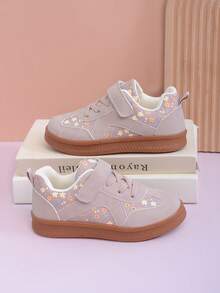 New Versatile Ditsy Floral German Training Shoes, Fashionable Casual Shoes, College Style Comfortable Soft Baby Shoes - Mauve Purple - View 2