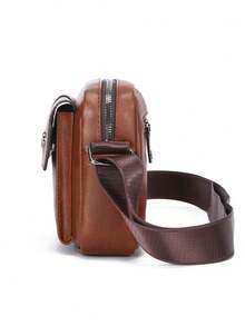 1pc Men's PU Crossbody Bag, Vintage Style Personal Item Storage Bag, Travel & Commute, Perfect Gift For Boyfriend - Crossbody Bag - View 8