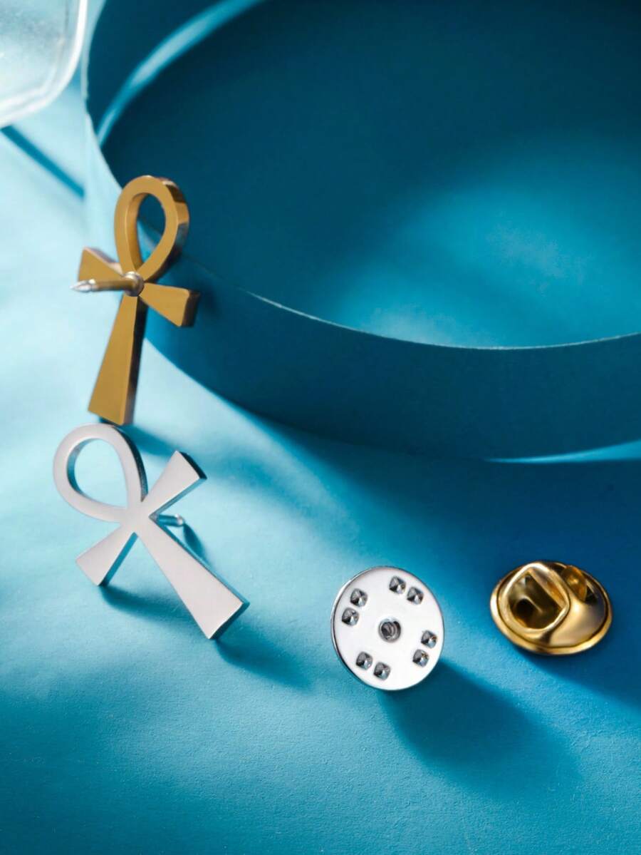 LIKGREAT 1pc Fashion Stainless Steel Cross Brooch, Personalized Accessory For Coat, Suit, Bag, Gift For Friends - Fashion Series - View 1
