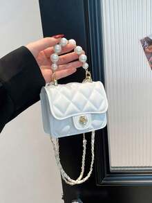 XD Vintage Mini Kids Square Crossbody Bag, Fashion Chain Shoulder Bag, High-Quality Texture, Diamond Chain, Lipstick Shoulder Strap Bag, Mini Dopamine Style, Solid Color Handbag And Shoulder Bag Suitable For Outdoor Camping, Short Trips, Daily Outfits, Shopping, And Campus Commuting - Multicolor - View 12