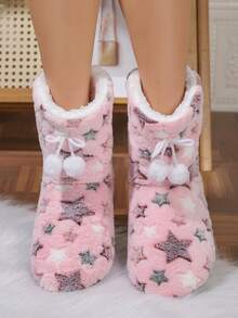 Double Star Casual Fabric Ball Slippers Home Wear All Seasons - Pink - View 3