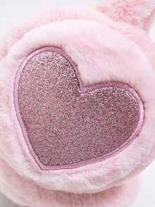 Children's Winter Ear Muffs, Cute Purple Cat Ear Plush Ear Muffs With Glitter Heart, Soft Warm Cold-Proof Ear Muffs For Girls, Suitable For Outdoor Snow Activities - Multicolor - View 4