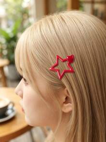 10/20pcs/Set Red Heart & Star Hair Clips, Sweet Hair Accessories - Suitable For Women And Girls, Perfect For Daily Wear, Travel, Party, Date - Multicolor - View 2