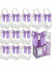 Transparent Plastic Gift Bags, Made Of Reusable PP Material, With Handles And Bows, Perfect For Wedding, Bridal Shower, Birthday Party, Baby Shower And Other Special Occasions Gift Packaging, The Preferred Choice. - Multiple Styles - View 4