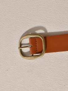 1pc Versatile Minimalist Fashion PU Leather Women's Belt - Burnt Orange - View 2