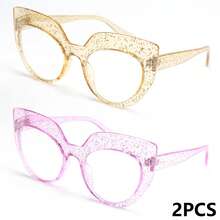 2Pcs Oversized Reading Glasses, Shiny Frame Design With Premium Metal Hinges, Suitable For Women's Daily Reading - White - View 14