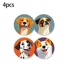 4/8pcs 5-Inch Dog Pattern Coasters, Pet Theme Round Table Mats, Cartoon Animal Print Cup Pads, Coffee Tea Cup Coasters, Home Restaurant Tabletop Decor - Multicolor - View 9
