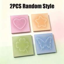 50/80 Sheets/Pack Gradient Shaped Sticky Notes, Heart, Star, Butterfly, Four-Leaf Clover Memo Pads, High-Value Adhesive Note Stickers For Students' Planner Stationery, Back To School Essential - Multicolor - View 9