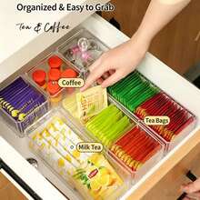 1pc 3-Compartment Lucky Tea Bag Storage Box, Suitable For Kitchen Cabinets, Coffee Corners And Tableware Storage - Multicolor - View 6