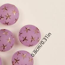 120pcs Multicolor Matte Gold‑Print Star Pattern Round Acrylic Through‑Hole Loose Beads For DIY Bracelets, Phone Charms, Keychains Handmade Craft Supplies - Multicolor - View 4