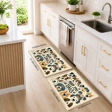 1pc Cartoon Dog Pattern Printed Faux Cashmere Kitchen Mat, Absorbent Kitchen Floor Mat, Kitchen Rug, Long Runner Mat, Sink Front Mat, Suitable For Kitchen, Bathroom, Entryway, Hallway, Laundry Room And Home Decor - Multicolor - View 13