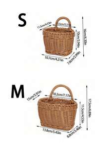 1pc Woven Hanging Basket Wall Mounted Storage Basket, Boho Rattan Hanging Wall Organizer For Plant Lovers, Space Saving Basket For Living Room Bathroom Kitchen Entryway, Hanging Decor Storage For Remote Control Sundries Accessories, Natural Farmhouse - View 4