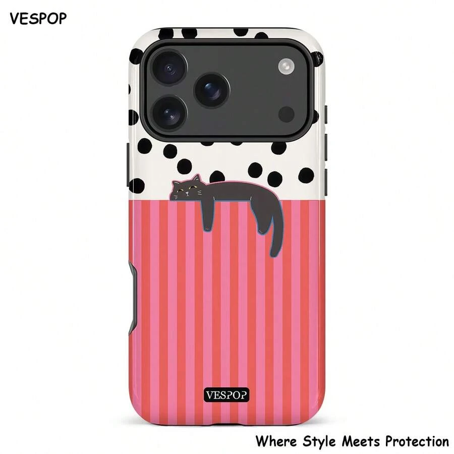 VESPOP 拼色條紋手機殼,復古 INS 風格全包覆防震保護殼 - 相容 iPhone 18/17/16/15/14/13/12/11 Pro Max/Pro Plus/12 Mini/13 Mini,相容 Galaxy S26 S25 S24 S23 S22 S21 Plus Ultra,相容 Pixel 8 9 10 PRO - 混合色2 - 查看 1
