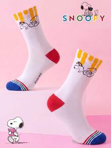 1/3 Pairs Snoopy Socks American Vintage Cartoon Men's Mid-Calf Socks Christmas Puppy Pattern Autumn/Winter Christmas Gift Socks - Multicolor - View 9