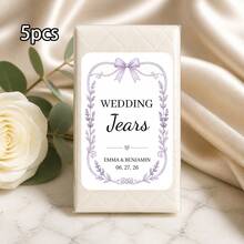 5/10/25pc Custom Wedding Tissue Labels Sticker, Personalized Happy Tears Stickers With Names And Date, Elegant Floral Bow Laurel And Gold Designs For Ceremony Favors, Bridal Shower Decor, Reception Welcome Table, Memorial Tears Of Joy Keepsake Labels - Multicolor - View 10