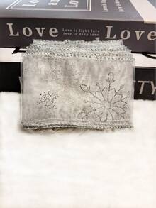 1PC Gold Foil Snow Tulle With Wired Edge Snowflake Organza Christmas Decorative Ribbon With Silver Glitter Bow Material - Multicolor - View 12