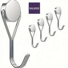 6pcs Magnetic Hooks Heavy Duty Rotating No-Drill Mount Door Kitchen Refrigerator Metal Neodymium Strong Adhesive Wall Hanging Organizer Storage Solution Ideal For Home Office Garage Closet Bedroom Bathroom Pantry Organization - View 10
