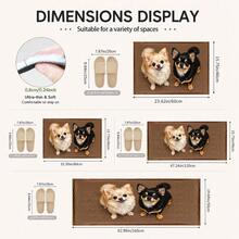 1pc Chihuahua Puppy Pattern Printed Faux Cashmere Kitchen Mat, Absorbent Kitchen Rug, Long Runner Mat, Sink Front Mat, Suitable For Kitchen, Bathroom, Entryway, Hallway, Laundry Room And Home Decor - Multicolor - View 3
