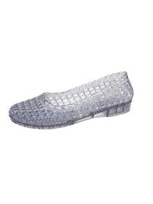Transparent Shiny Blue PVC Hollow Woven Round Toe Low Vamp Jelly Sandals Women Flat Breathable Crystal Shoes Summer Fairy Style - Blue - View 6