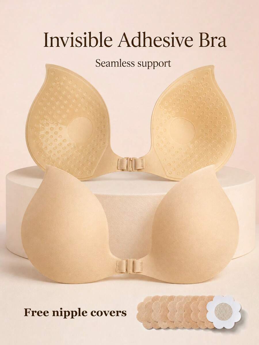 Invisible Adhesive Deep V-Neck Strapless Lift-Up Push-Up Breast Pads, Backless Design, Suitable For Low-Waist Dresses, Wedding Party Outfits Lingerie Accessories - Multicolor - View 1