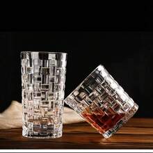 6-Piece Minimalist Transparent Glass Water Cup Set, Suitable For Home Use, Coffee Cups, Juice Cups, Whiskey Cups, Straight-Sided Textured Beverage Cups, Multiple Sizes Available, Party Table Cups. - SK002-2 (285ml) - View 3