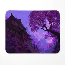 Purple Ancient Architecture Foggy Flower Tree Art Pattern Extra Long Gaming Mouse Pad And Desk Mat Set, Non-Slip Durable Rubber Bottom, Smooth Surface Suitable For Computer Laptop Office Home, Abstract Art Decoration, Back To School Supplies - A - View 14