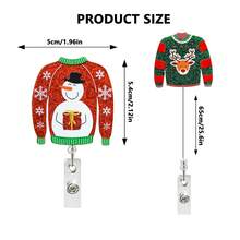 1pc Christmas Sweater Acrylic Retractable Badge Reel ID Holder For Nurses Students Teachers Holiday Gift - A - View 8