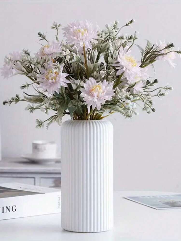 1pc Plastic Composite Material Vase, Unbreakable, 7.8 Inches High, Minimalist Desktop Vase, Suitable For Dried Flowers, Reed Grass Decor And Artificial Flowers, Home Decor Bohemian Style Vase - Multicolor - View 7