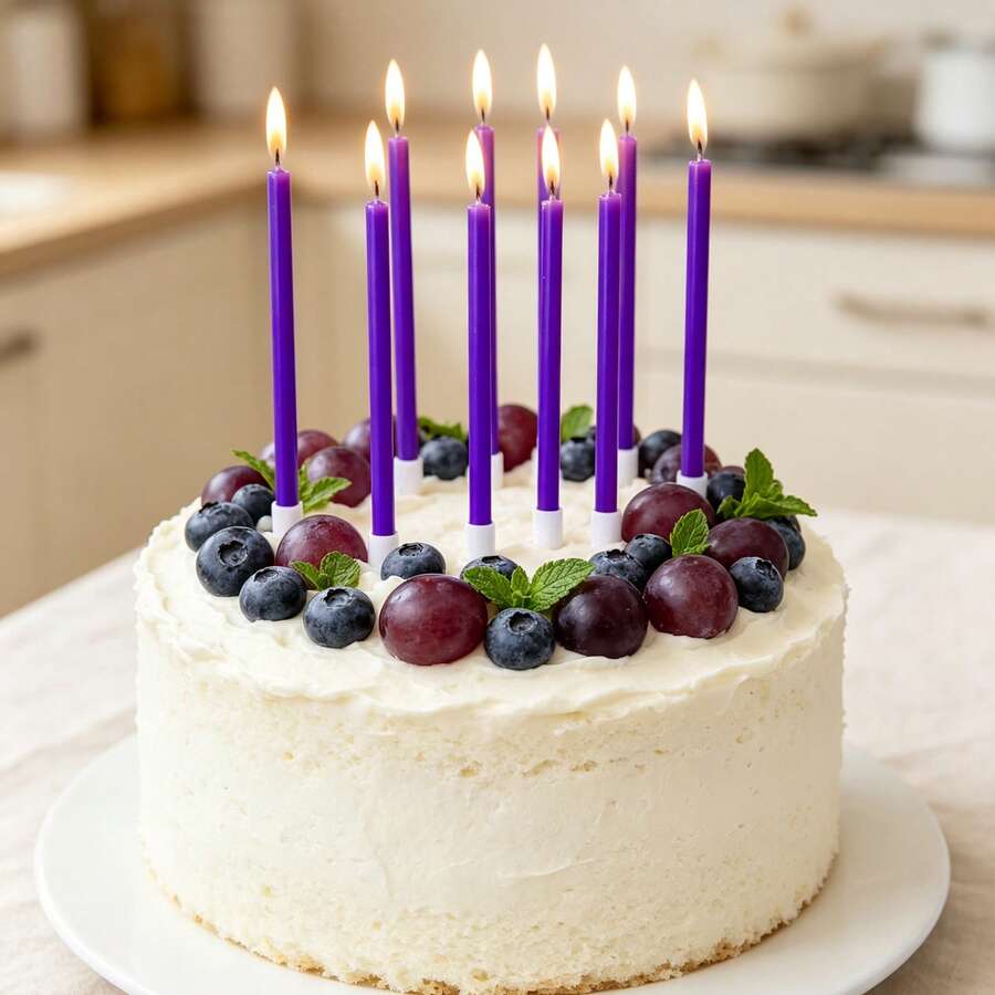 6支紫色直蜡烛,高品质蜡烛,适用于生日派对、蛋糕装饰,适合生日、派对、婚礼、节日等场合。 - 紫色 - 查看 1