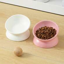 1pc Elevated Tilted Ceramic Cat Bowl With Non-Slip Base, Neck Protection Anti-Tip Pet Food And Water Bowl, Suitable For Cats And Small Dogs, Improves Digestion Indoor Pet Feeding Bowl - 500ml - View 5