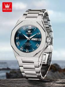OLEVS 3727 Original Man Watch Stainless Steel Waterproof Luminous Dual Calendar Luxury Brand Roman Scale Quartz Wristwatches Men - One Size - View 3