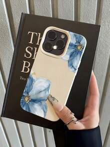 1件 白色斜紋金鑲藍花極簡個性化 TPU 防震全包手機殼，適用於 Apple 18 17 16 15 14 13 12 11 Pro Max Air 及系列 - 彩色 - 查看 2