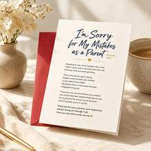 An Apology Card For Your Children, Featuring A Heartfelt Message Of Sincere Remorse To Make Amends For Parenting Shortcomings; Minimalist Gold-Accented Design, Includes An Envelope. - A - View 3