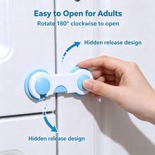 5pcs White Heavy Duty Plastic Safety Lock Set - Easy To Install With No Tools Adhesive Mounting, Strong Grip, Suitable For Refrigerator, Cabinet, Pantry Door And Kitchen Appliances | Safety Door And Cabinet Locks For Home And Kitchen Safety - Pet And Family Safety - Multicolor - View 5