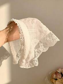 3Pcs French Lace Pom‑Pom Trim Headscarf Vintage Boho Hair Wrap For Women - Multicolor - View 3