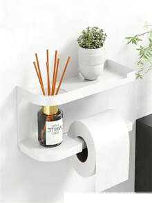 1pc Wall-Mounted Tissue Holder, Can Be Used As Bathroom Fragrance Storage Rack, Multi-Function Storage Rack, Toilet Paper Holder, Suitable For Kitchen And Bathroom, Bathroom Accessories - Multicolor - View 6