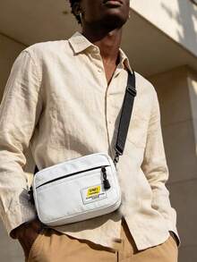 Men Mini Nylon Crossbody Bag Lightweight Shoulder Purse Casual Daily Travel Phone Pouch With Adjustable Strap - White - View 3