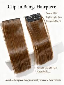 2Pcs Women Invisible Clip‑On Straight Bangs Hair Piece Daily Party Hair Accessory - Multicolor - View 5