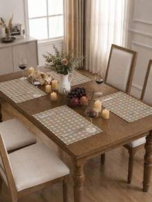 1/4p/6pcs,Colorful Floral Table Placemats,Faux Linen Polyester Material,Rectangular Table Mats,Washable,Suitable For Home Dinner,Coffee Table,Durable Kitchen And Dining Room Decor,Table Decoration Party And Scene Decor,Home Decor - Multicolor - View 6