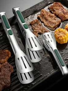 3pcs/Set (S/M/L) Non-Slip Stainless Steel Food Tongs, Meat Salad Bread Serving Tongs, BBQ Grill Buffet Tongs, Cooking Tools Kitchen Accessories - Multicolor - View 8