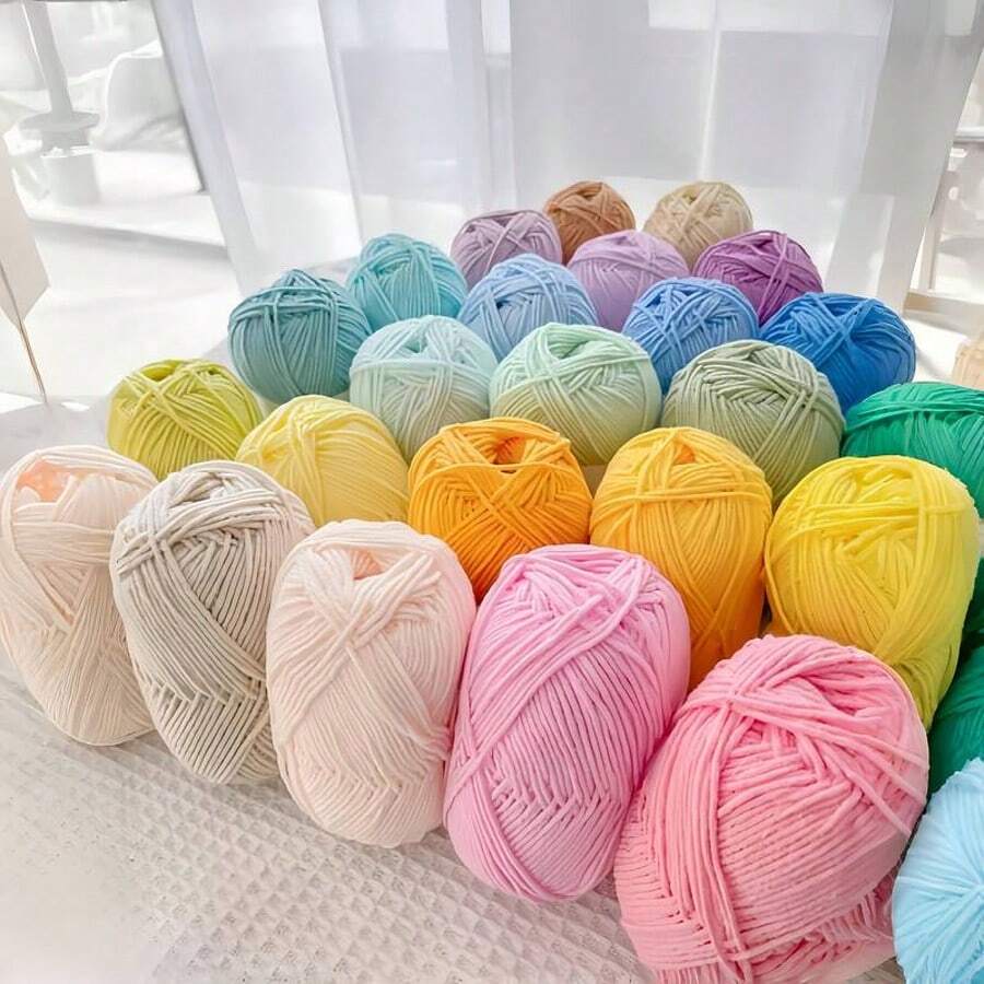 4-Ply Milk Cotton Yarn For Crocheted Blanket, Clothes, Handbag, Slippers, Various Color Combinations, 50g Per Piece, Autumn And Winter Crocheted Scarves, Hats, Sweaters, Etc. DIY Gifts, Suitable For Beginners - Multicolor - View 1