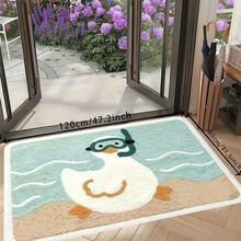 Soft Cute Diving Duck Bathroom Mat | Playful Wave Pattern, All-Season Use, Fresh In Spring/Summer, Cozy In Winter, Fluffy Soft Plush, Comfortable Foot Feel, Faux Cashmere Soft Texture, Non-Slip Bottom, Versatile Soft Door Mat, Makeup Mat, Warm Entryway Mat, Bathroom Bath Mat, Bathtub Mat, Home Bedroom, Bay Window Mat, Bedside Rug, Washing Machine Mat, Machine Washable. Note: Creases May Occur During Packaging And Shipping, The Product Is Printed With A White Bottom, Short Plush, Please Consider Carefully Before Purchasing. - Duck - View 15