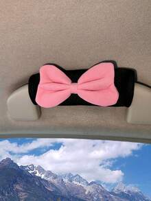 2pcs Cute Bow Plush Car Roof Handle Covers, Soft Grip Handle Protector, Car Interior Decoration Accessories - Multicolor - View 2