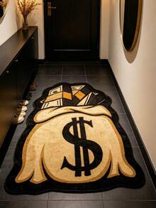 1pc Brown Money Bag Cool Decorative Doormat, Entrance Mat, Door Mat, Small Rug, Welcome Mat, Carpet, Kitchen Rug, Home Decor, Front Door Mat, Area Rug, Area Carpet - Multicolor - View 1
