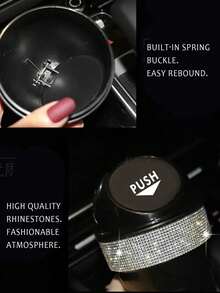 1pc Rhinestone Decorated Leak-Proof Multi-Function Cup-Shaped Car Trash Can - Rhinestones - View 6