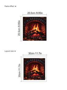 Simulation Firewood Fireplace Wall Sticker, Removable Self-Adhesive PVC Waterproof Sticker, Christmas Winter Atmosphere Decoration, Vintage Brick Flame Pattern, Home Makeover Sticker For Living Room, Fridge, Oven And More - Wall Stickers - View 12