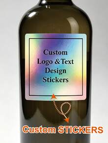 Custom Waterproof Holographic Square Business Brand Logo Label Stickers, Thank You Stickers. Personalized Holographic Sticker Labels For Business Branding, Gift Packaging Box, Custom Printed Square Label For Bottle, Cosmetics - Holographic - View 4
