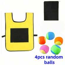 6pcs/Set Funny Sticky Ball Game Set, Includes 1 Vest, 4 Balls And 1 Storage Bag, Tossing And Chasing Sticky Ball Beanbag Throwing Game, Suitable For Family And Friends Outdoor Group Activities - Multicolor - View 8