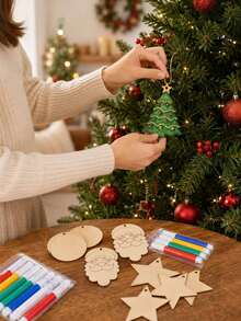 12-Piece Set / Christmas-Themed Blank Model Ornaments, 4 Styles For Winter Parties, Perfect For Christmas Parties And Christmas Tree Decorations - Multicolor - View 4